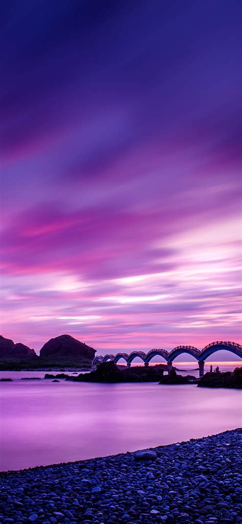 Sanxiantai Bridge Wallpaper 4k Taiwan Landscape Dawn Purple Sky