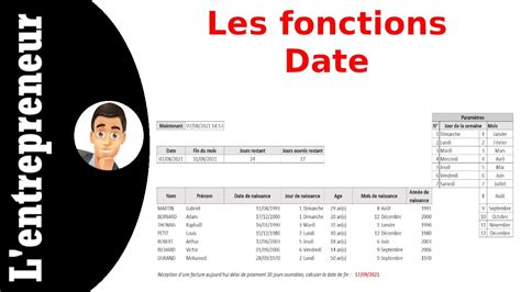 Les Fonctions Date Sur Excel YouTube