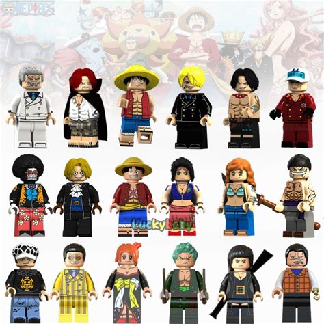 One Piece Lego Minifigures Luffy Ace Brooks Shanks Japanese Cartoon