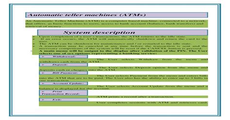 ATM System Description and functional and non- functional Requirements - [DOCX Document]
