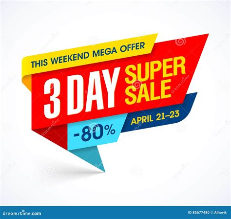 Three Days Super Sale Special Offer Banner Stock Vector Illustration