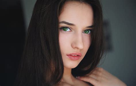 black hair green eyes girl