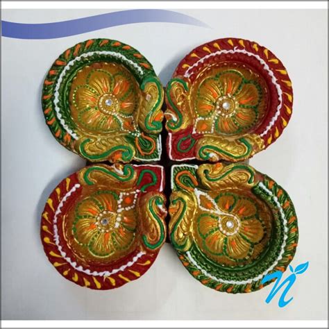Diwali Clay Diya Set Of 4 Finish Type Coloured Rs 30 Set Id