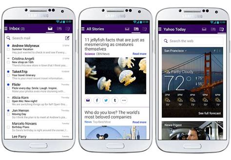 Yahoo mail app is now enhanced with news, search, and snapshots of today's weather, sports scores, popular videos, news digest and more. Overhauled Yahoo Mail App for Android Now Available for ...