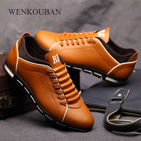 Men Casual Shoes Leather Loafers Male Flats Lace Up Driving Shoes For