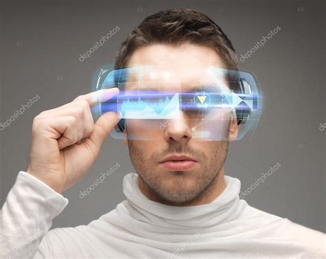 Mann Mit Futuristischer Brille Stockfotografie Lizenzfreie Fotos © Syda Productions 50540427