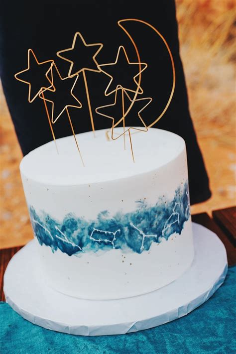 Starry Night Constellation Theme Cake Romantic Elopement For 2