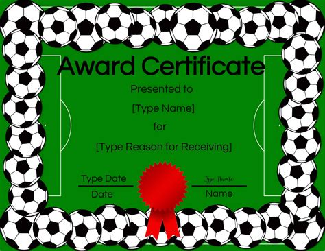 Soccer Certificate Printable Printable Templates