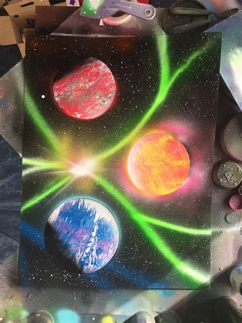 Art In Spray Paint Primary Universe And Space Planets Oc Universe
