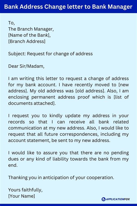 Application for Address Change in Bank (11 Samples)