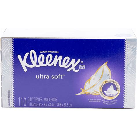 Kleenex Ultra Soft Facial Tissues 1 Flat Box 110 Total Tissues