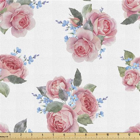 Vintage Rose Upholstery Fabric By The Yard Delicate Flowers Bouquet