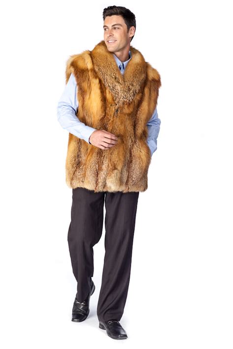 Natural Red Fox Fur Vest For Men America Jackets Luxury T