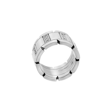 Cartier 18k White Gold Tank Francais Diamond Ring Ring Size 55