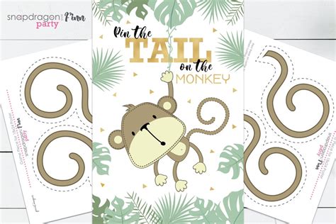 Pin The Tail On The Monkey Printable Party Game Instant Etsy Canada