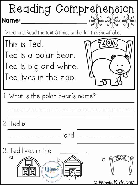 Printable Worksheets For Kindergarten Reading Comprehension