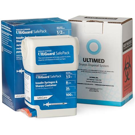 Insulin Syringe Ultiguard Safe Pack Sharps Container Ultimed Inc