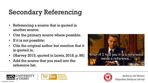 Secondary Referencing Harvard Library Live Youtube