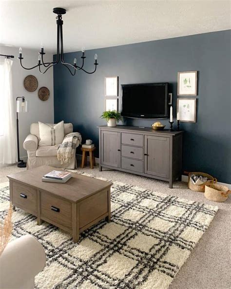 Living Room With Dark Gray Accent Wall