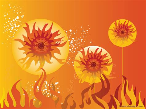 Sun Flowers With Flames Desktop Wallpaper