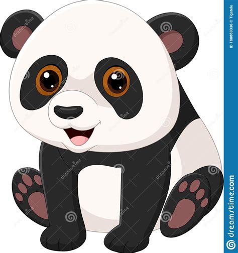 Panda Sitting Between Bamboo Holds Green Leaves Vector Illustration