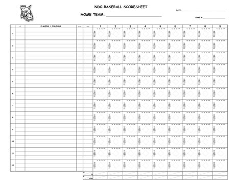 Free Printable Baseball Score Sheet Scorecard Templates Excel Pdf