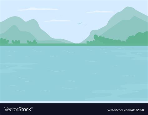 Mountain River Flat Color Royalty Free Vector Image