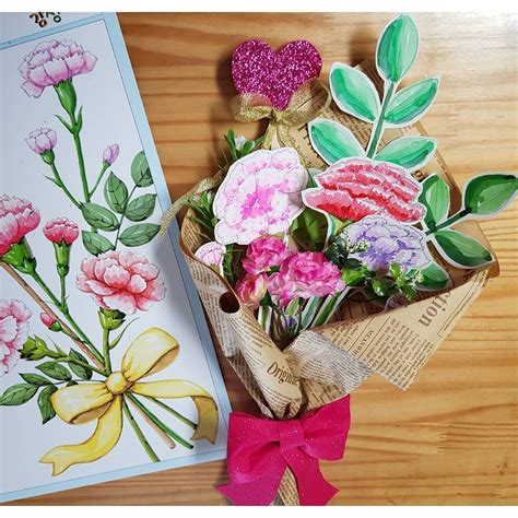 카네이션 hand embroidery 스티치가든 프랑스자수. . 카네이션만들기 감성아이 정물화 교재보고 수채화로 카네이션 ...