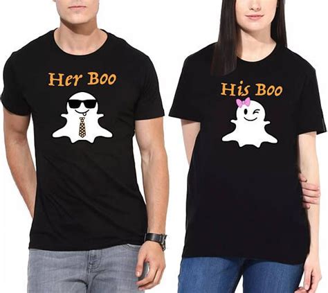 His Boo Her Boo Spooky Ghost Cute Halloween Couple Matching Lovers T