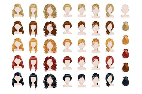 Female trendy hairstyle avatars set | Trendy hairstyles, Hairstyle names, Cool hairstyles for girls