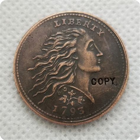 Us Coin 1793 Flowing Hair Strawberry Leaf One Cent Copper Copy Coin