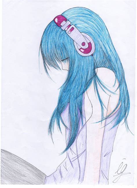 Girl With Headphones By Umineko93 On Deviantart