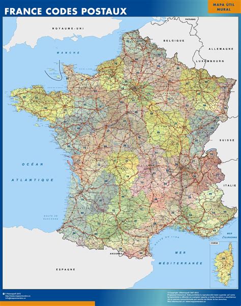 Mapa Francia Codigos Postales Mapas Murales De España Y El Mundo