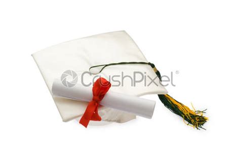 Graduation Cap And Diploma Isolated On White Stock Photo Crushpixel