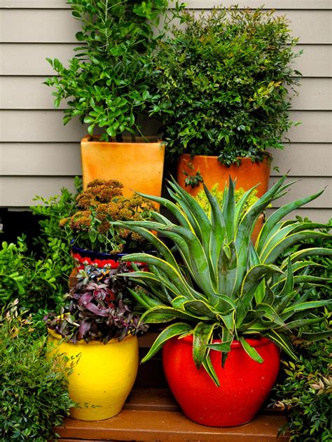 Earthy neutrals and plenty of plants give this patio a relaxing yet relatable vibe. Plantscaping a Deck or Patio | HGTV