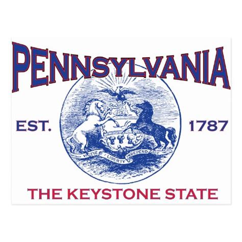 The commonwealth of pennsylvania was proudly founded by william penn in 1681. PENNSYLVANIA The Keystone State Postcard | Zazzle