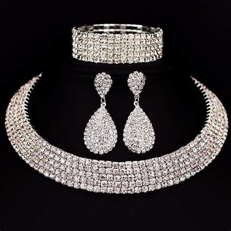 Australian Crystal Bling Necklace Earring Bracelet And Choker Set For