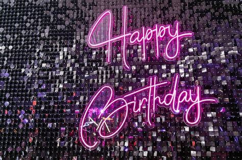 Premium Photo Neon Happy Birthday Sign For Party Decoration