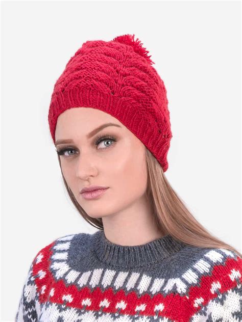 Red Beanie Hat For Women Handmade With Soft Alpaca Wool Inti Alpaca