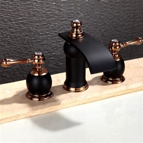 Widespread Faucet 2 Handle Bathroom Faucet Black And Gold Bathroom