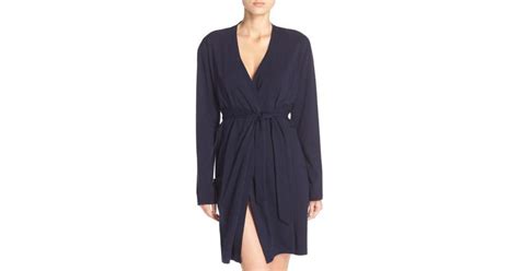 Naked Stretch Cotton Robe In Blue Lyst