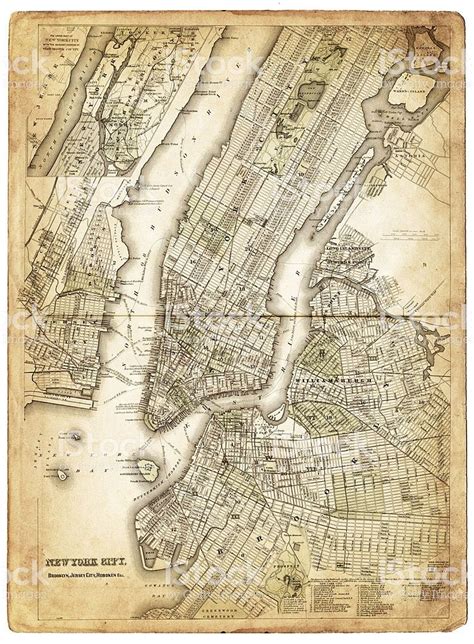 Very Old Map Showing New York City New Jerseyand Hoboken 1874