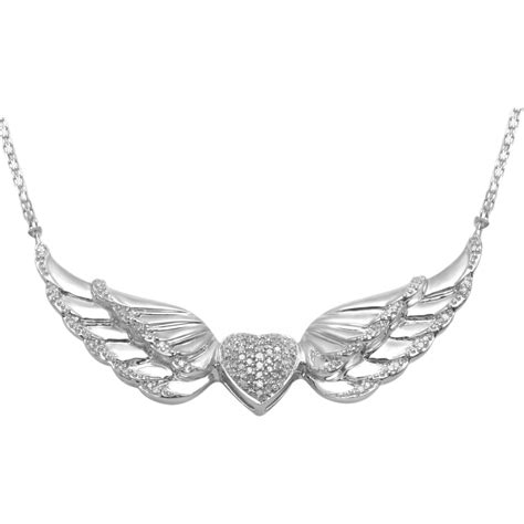 Ctw Diamond Angel Wing With Heart Heart Pendant Jewelry Heart Pendant Diamond Angel