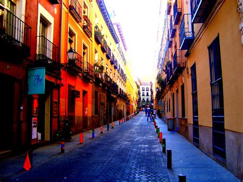 Colourful Street Of Madrid Madrid Spain Street