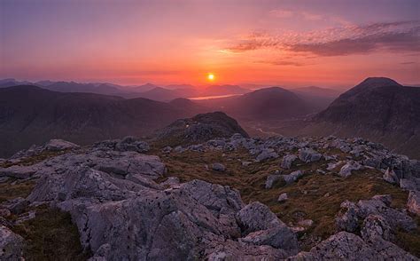 Hd Wallpaper Scotland Highland Sunset Nature Mountains Sunrise