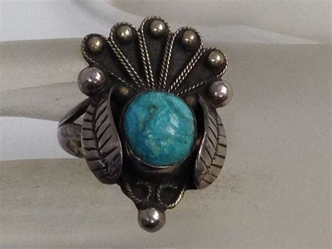 VINTAGE STERLING SILVER MEXICO TURQUOISE RING S 6 5 925 Vintage