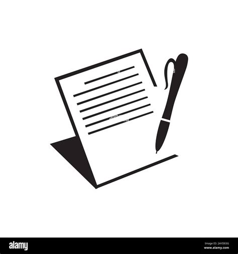 Simple Black Paper And Pen Icon Logo Design Vector Notepad Symbol