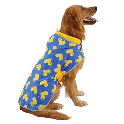 Hde Reversible Dog Raincoat Hooded Slicker Poncho Rain Coat Jacket For