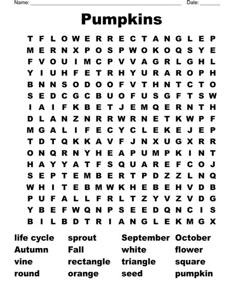 Pumpkins Word Search Wordmint
