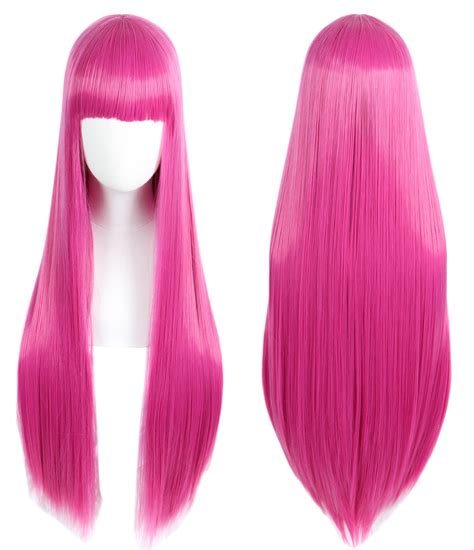 Linfairy Anime Hot Pink Long Princess Wig Halloween Costume Cosplay Wig